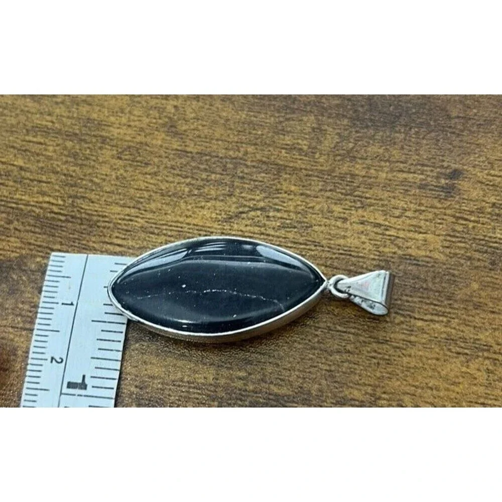 Marquise Cut Black Amethyst Silver  Pendant - Picture 5 of 10